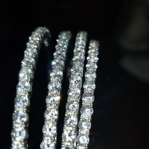 STERLING SILVER SLIPON  BANGLES CZ INFINITY (LARGER WRIST)